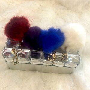 New 4 large pomps White, burgundy, purple and blue